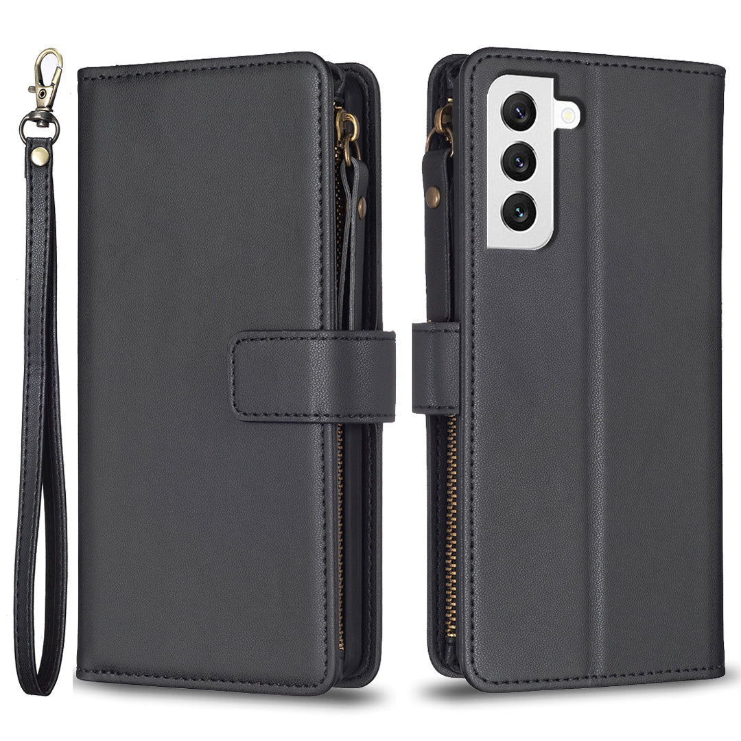 BF Style-19 for Samsung Galaxy S22 5G Zipper Pocket PU Leather Stand Case Solid Color Wallet Cover BF Style-19 for Samsung Galaxy S22 5G Zipper Pocket PU Leather Stand Case Solid Color Wallet Cover